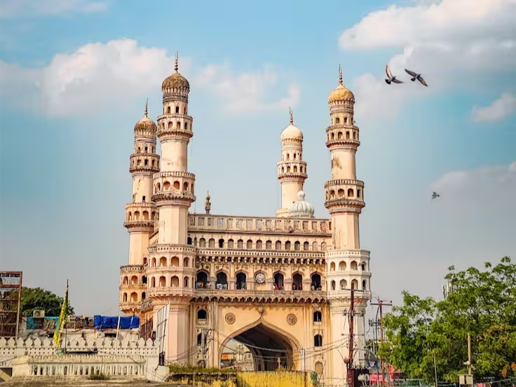 The Charminar in Hyderabad under a blue sky, marking Kiddicove's new Hyderabad center.